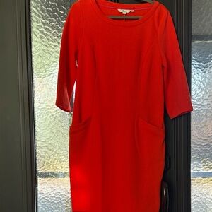 Boden Vibrant Red Long Sleeve Dress